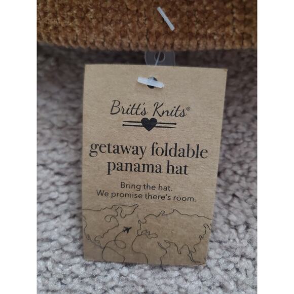 Britt’s Knits Getaway Panama Hat Brown Foldable Chenille Women's NWT - Picture 6 of 6